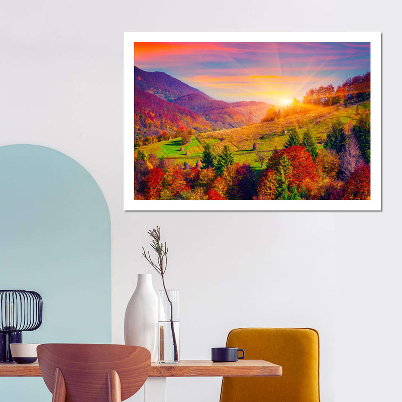 Mountain Autumn Sunrise Wall Art