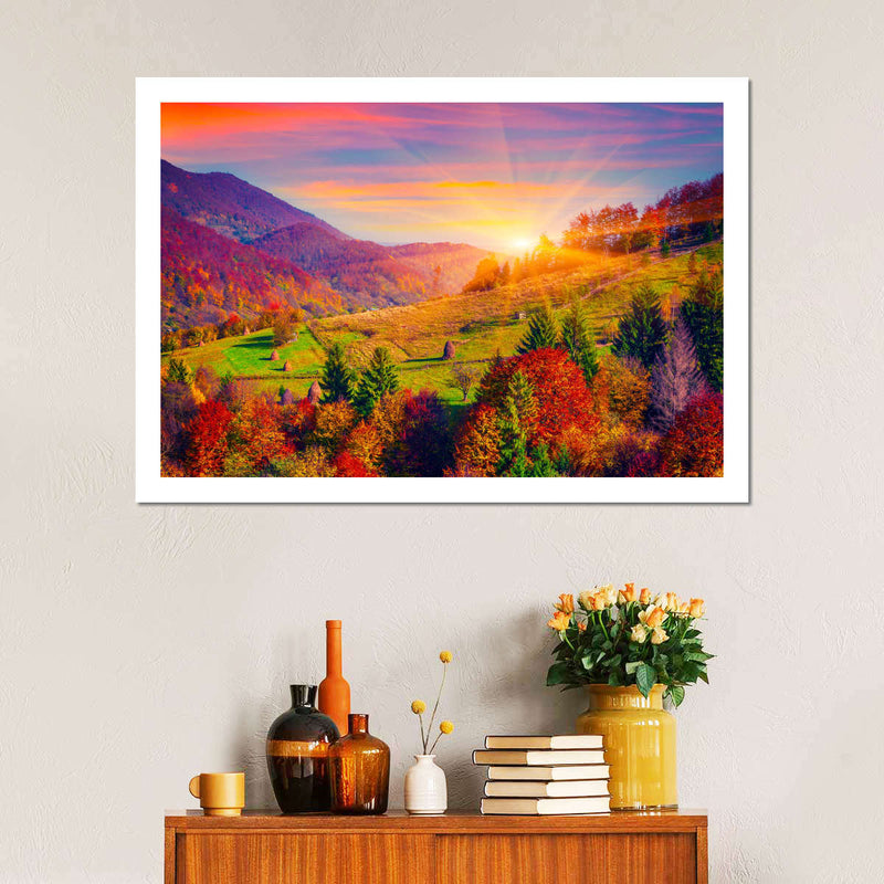 Mountain Autumn Sunrise Wall Art