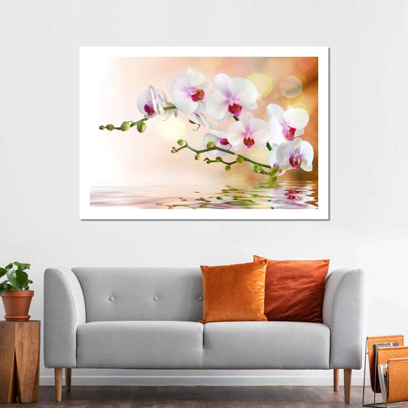 Orchid Flowers On Water Wall Art