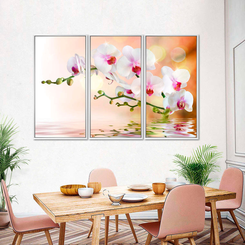 Orchid Flowers On Water Wall Art