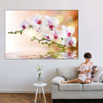 Orchid Flowers On Water Wall Art