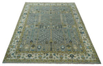 Tree of life Hand Knotted Silver, Ivory and Beige Traditional Vintage Style Custom Made Wool Rug