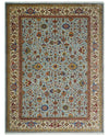 8x10 and 9x12 Fine Hand Knotted Blue and Ivory Traditional Vintage Antique Persian Wool Rug | TRDCP853