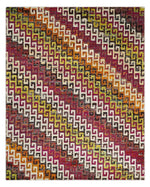 8x10 and 9x12 Hand Knotted Multicolor Modern Contemporary Southwestern Tribal Trellis Recycled Silk Area Rug | OP9
