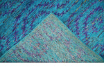 8x10 and 9x12 Hand Knotted Teal Blue and Violet Modern Contemporary Southwestern Tribal Trellis Recycled Silk Area Rug | OP10