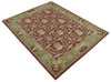 5x8, 6x9, 8x10 and 9x12 Handmade Persian Design Rust and Green made with fine wool Area Rug |  TRDCP150810