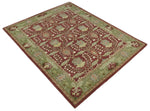 5x8, 6x9, 8x10 and 9x12 Handmade Persian Design Rust and Green made with fine wool Area Rug |  TRDCP150810