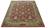 5x8, 6x9, 8x10 and 9x12 Handmade Persian Design Rust and Green made with fine wool Area Rug |  TRDCP150810