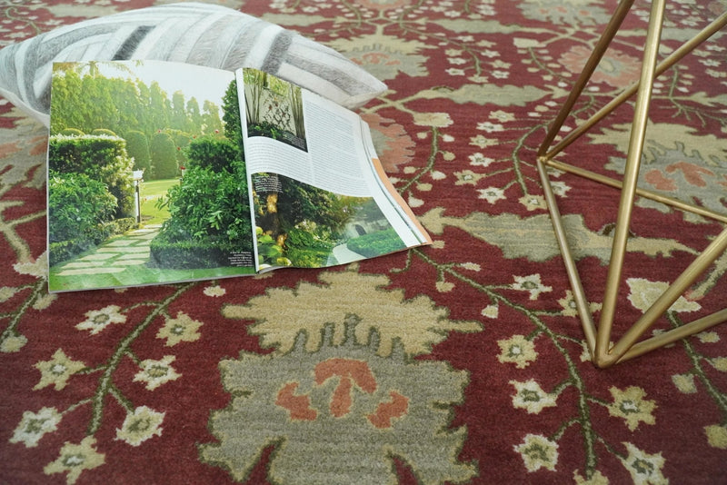 5x8, 6x9, 8x10 and 9x12 Handmade Persian Design Rust and Green made with fine wool Area Rug |  TRDCP150810