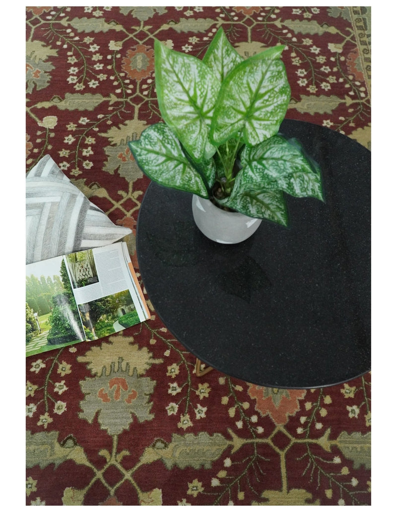 5x8, 6x9, 8x10 and 9x12 Handmade Persian Design Rust and Green made with fine wool Area Rug |  TRDCP150810