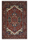 8x10 and 9x12 Traditional Rust, Ivory and Blue Hand knotted wool Area Rug