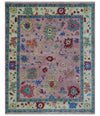 8x10 and 9x12 Wool Traditional Pink, Beige and Blue Vibrant Colorful Hand knotted Oushak Area Rug
