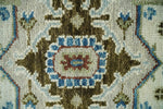 Blue and Ivory Wool Traditional Persian Antique Vintage Hand knotted Oushak Area Rug | TRDCP207