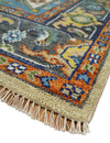 Ivory, Beige, Blue and Charcoal Traditional Heriz Hand Knotted Multi Size wool Area Rug