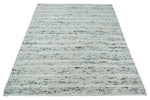 8x10  Contemporary Loop and Cut texture Hand knotted Ivory and Charcoal wool Area Rug