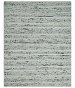 8x10  Contemporary Loop and Cut texture Hand knotted Ivory and Charcoal wool Area Rug