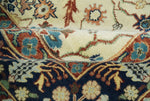 8x10 Fine Hand Knotted Beige and Blue Traditional Oriental Oushak Antique Floral Wool Rug | TRDCP514810