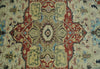 8x10 Fine Hand Knotted Beige, Blue and Rust Traditional Vintage Heriz Serapi Antique Wool Rug | TRDCP466810