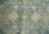 8x10 Fine Hand Knotted Teal and Beige Traditional Vintage Persian Style Mahal Antique Wool Rug | TRDCP496810