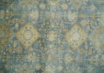 8x10 Fine Hand Knotted Teal and Beige Traditional Vintage Persian Style Mahal Antique Wool Rug | TRDCP496810
