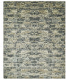 8x10 Fine Hand knotted Charcoal and Beige Traditional Abstract Persian Wool and Bamboo Silk Area Rug | TRDCP628810