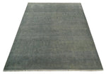 8x10 Fine Hand Knotted Charcoal and Silver Traditional Vintage Persian Style Antique Wool and Silk Rug | TRDCP665810