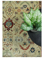 8x10 Fine Hand Knotted Ivory and Blue Traditional Vintage Style Mahal Antique Wool Rug | TRDCP492810