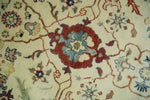 8x10 Fine Hand Knotted Ivory and Blue Traditional Vintage Style Mahal Antique Wool Rug | TRDCP492810