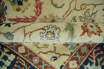 8x10 Fine Hand Knotted Ivory and Blue Traditional Vintage Style Mahal Antique Wool Rug | TRDCP492810