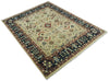 8x10 Fine Hand Knotted Ivory and Blue Traditional Vintage Style Mahal Antique Wool Rug | TRDCP492810