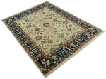 8x10 Fine Hand Knotted Ivory and Blue Traditional Vintage Style Mahal Antique Wool Rug | TRDCP492810
