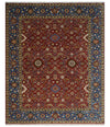 8x10 Fine Hand Knotted Rust and Blue Traditional Vintage Antique Persian Wool Rug | TRDCP851810