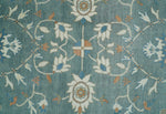 8x10 Hand Knotted Blue and Beige Traditional Vintage Turkish Oushak Antique Wool Rug | TRDCP756810