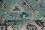 8x10 Hand Knotted Blue Green and Pink Traditional Persian Vintage Wool Rug | TRDCP771810