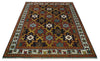 8x10 Hand Knotted Geometrical Rust, Black and Gold Floral Area Rug | TRDCP1368810