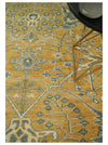 8x10 Hand Knotted Gold, Beige and Silver Traditional Persian Oushak Antique Wool Rug | TRDCP690