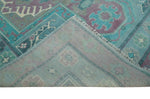 8x10 Hand Knotted Heriz Serapi Aqua, Pink and Ivory Floral Area Rug | TRDCP1369810