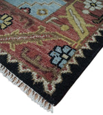 8x10 Hand Knotted Ivory, Black and Rust Traditional Heriz Serapi Antique Wool Rug | TRDCP753