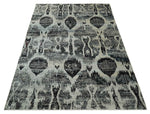 4x6 and 8x10 Hand Knotted Ivory, Charcoal and Brown  Antique Persian Style Contemporary Recycled Silk Area Rug | OP46