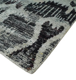 4x6 and 8x10 Hand Knotted Ivory, Charcoal and Brown  Antique Persian Style Contemporary Recycled Silk Area Rug | OP46