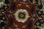 8x10 Hand Knotted Ivory Red and Blue Traditional Heriz Serapi Antique Wool Rug | TRDCP601810