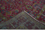 8x10 Hand Knotted Maroon and Gold Heriz Serapi Traditional Antique Style Wool Area Rug | TRDCP1603810S