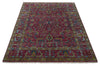 8x10 Hand Knotted Maroon and Gold Heriz Serapi Traditional Antique Style Wool Area Rug | TRDCP1603810S