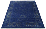 8x10 Hand Knotted Oriental Oushak Blue and Silver Wool Area Rug | TRDCP1507810S
