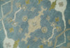 8x10 Hand Knotted Oriental Oushak Gray, Ivory and Beige Wool Area Rug | TRDCP1166810