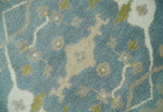 8x10 Hand Knotted Oriental Oushak Gray, Ivory and Beige Wool Area Rug | TRDCP1166810