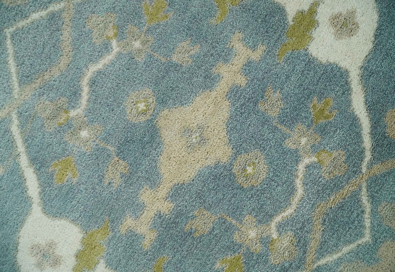 8x10 Hand Knotted Oriental Oushak Gray, Ivory and Beige Wool Area Rug | TRDCP1166810
