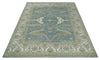 8x10 Hand Knotted Oriental Oushak Gray, Ivory and Beige Wool Area Rug | TRDCP1166810