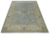 8x10 Hand Knotted Oriental Oushak Silver, Ivory and Beige Wool Area Rug | TRDCP1164810