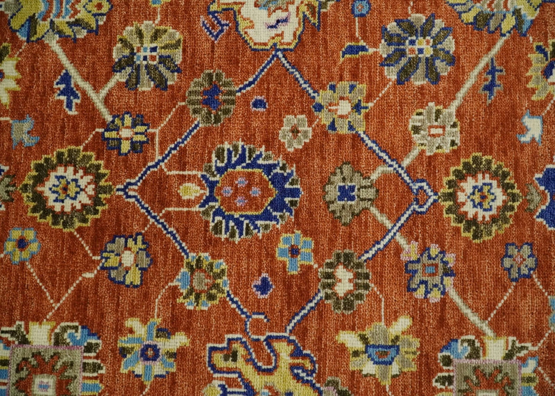 8x10 Hand Knotted Rust and Ivory Traditional Vintage Persian Oushak Antique Wool Rug | TRDCP658